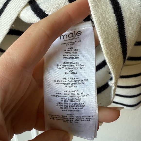 Maje Montreal cropped Lace up Striped Knit sweater Size 2 - Picture 4 of 6